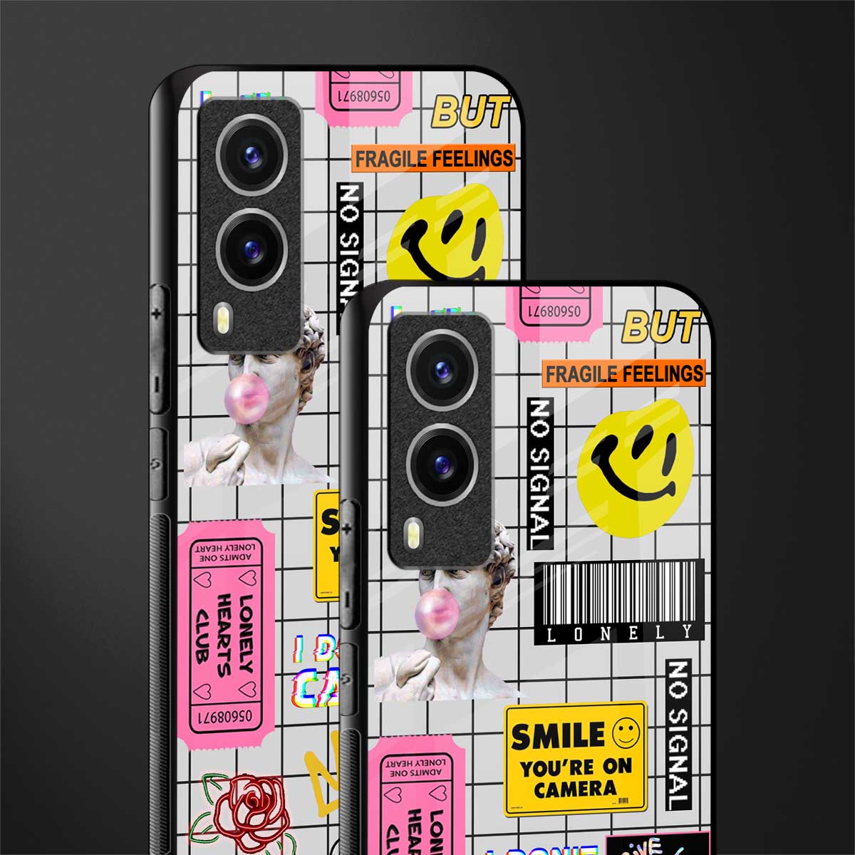 lonely hearts club white glass case for vivo v21e 5g image-2