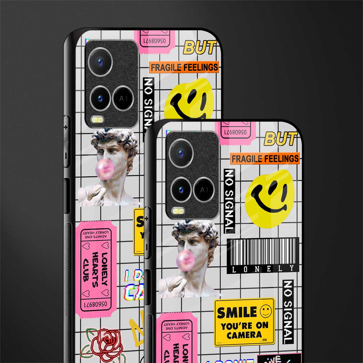 lonely hearts club white glass case for vivo y21s image-2