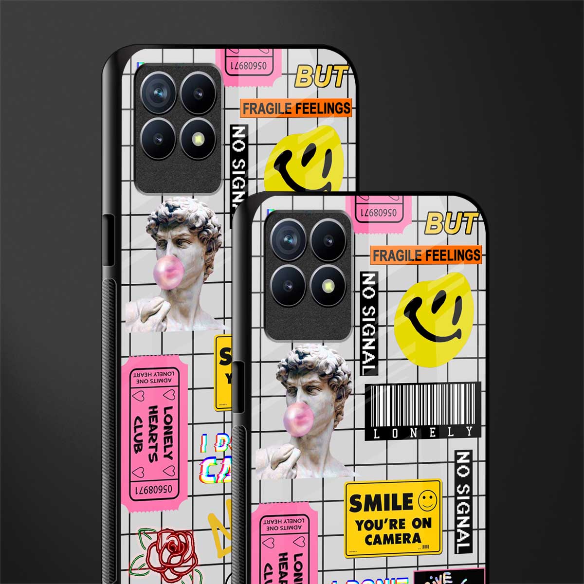 lonely hearts club white glass case for realme 8i image-2