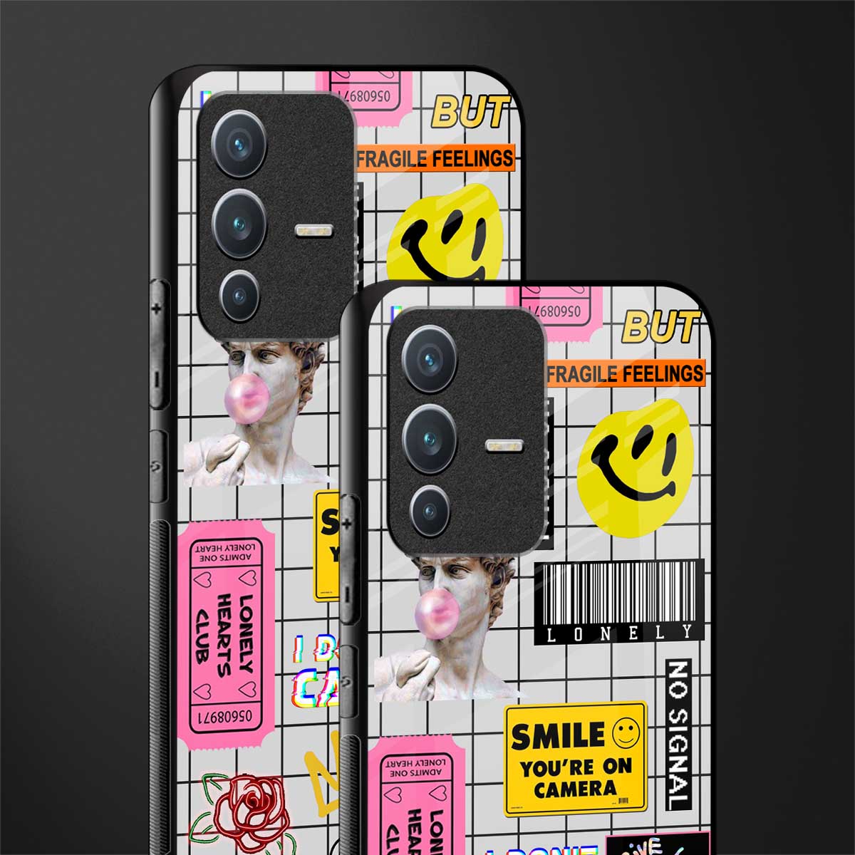 lonely hearts club white glass case for vivo v23 5g image-2