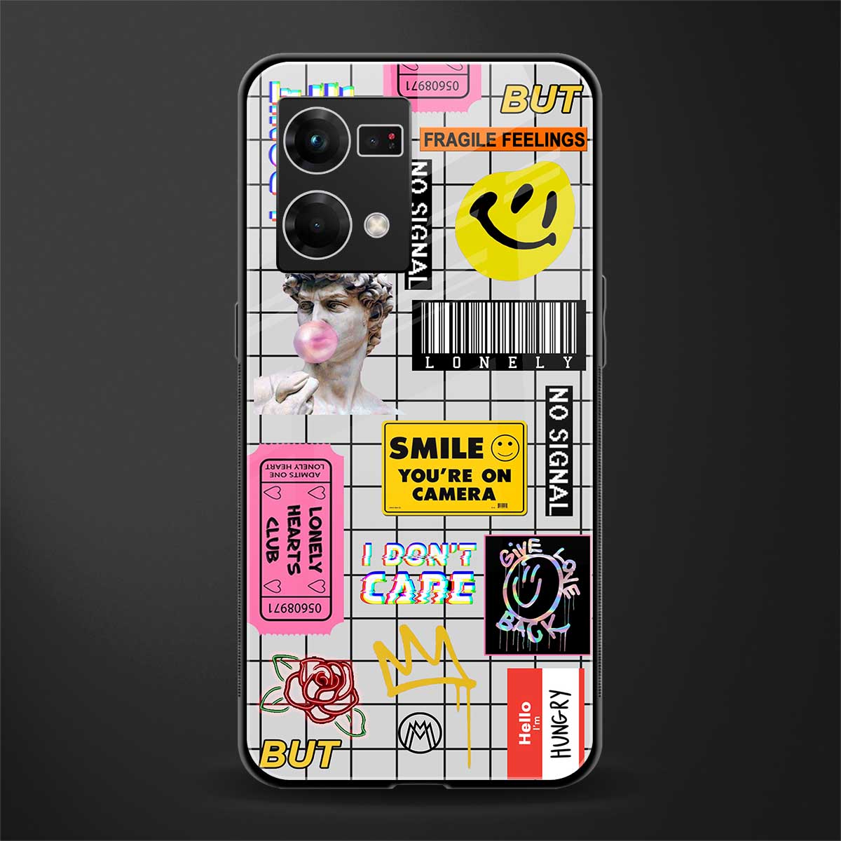 lonely hearts club white back phone cover | glass case for oppo f21 pro 4g