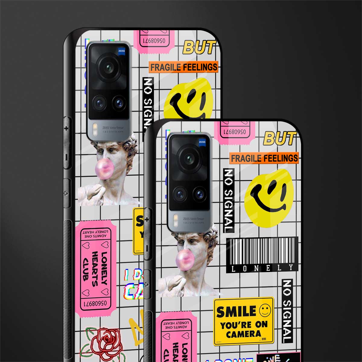lonely hearts club white glass case for vivo x60 image-2