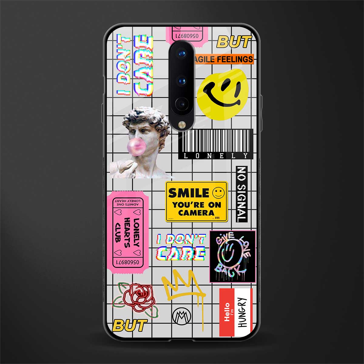 lonely hearts club white glass case for oneplus 8 image