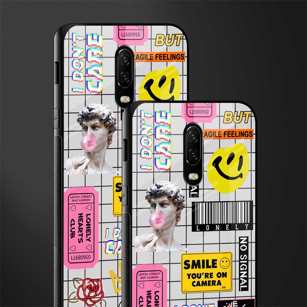 lonely hearts club white glass case for oneplus 6t image-2