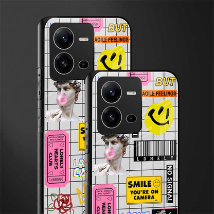 lonely hearts club white back phone cover | glass case for vivo v25-5g