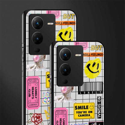 lonely hearts club white back phone cover | glass case for vivo v25 pro 5g