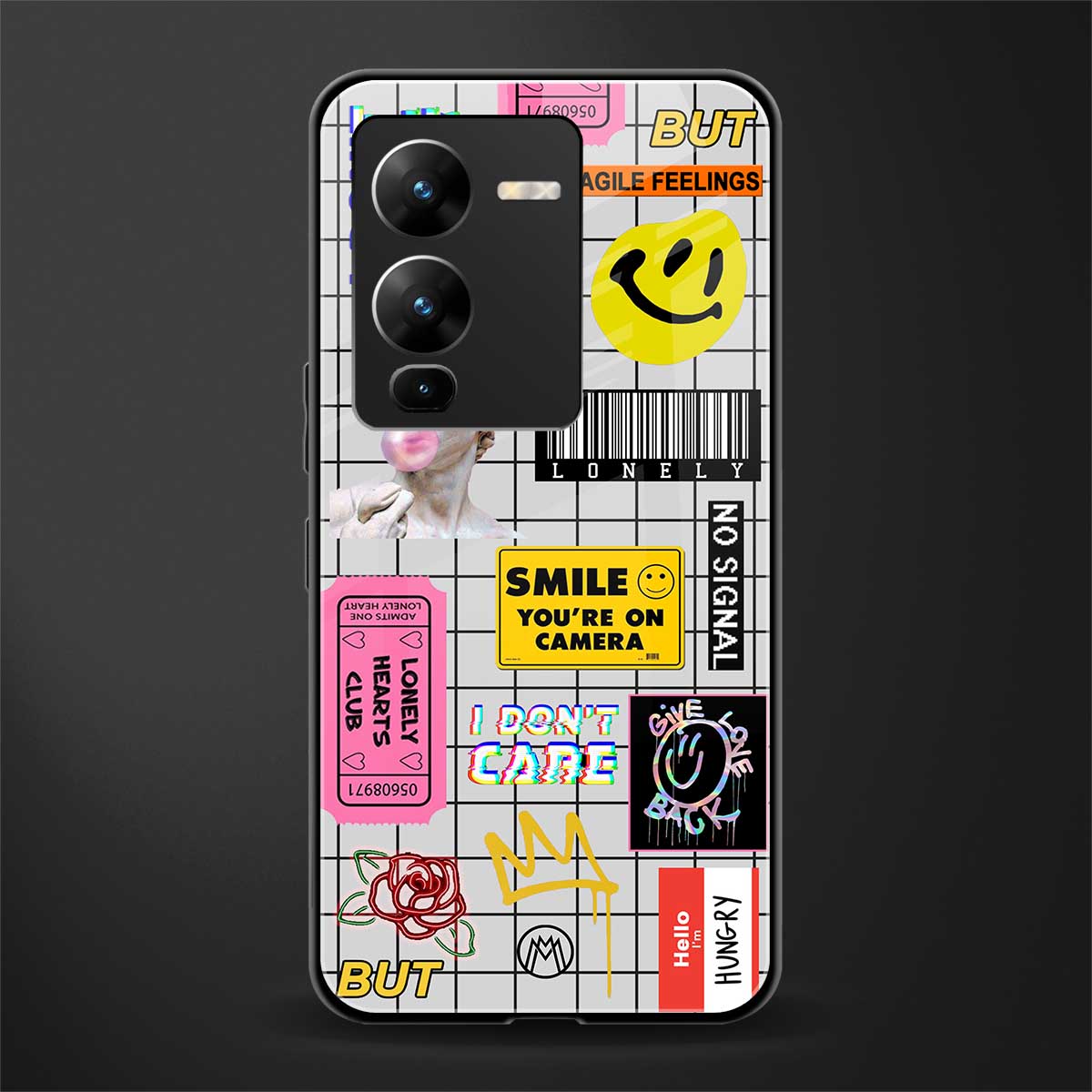 lonely hearts club white back phone cover | glass case for vivo v25 pro 5g