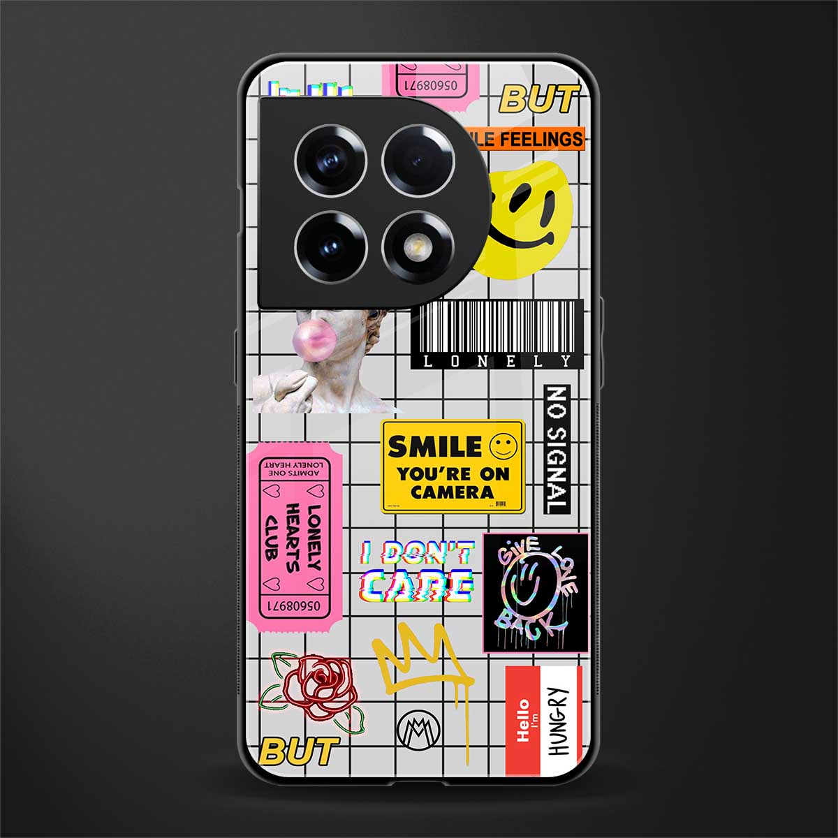 lonely hearts club white back phone cover | glass case for oneplus 11