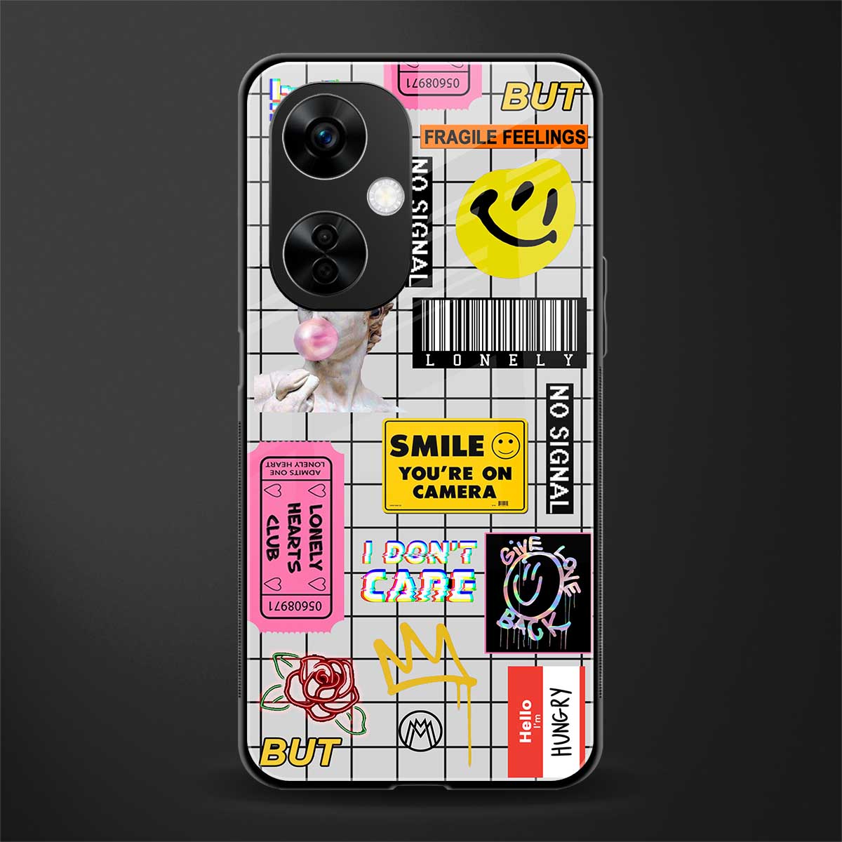 lonely hearts club white back phone cover | glass case for oneplus nord ce 3 lite