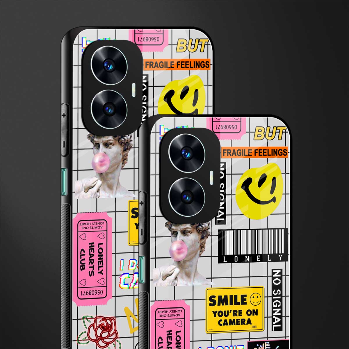 lonely hearts club white back phone cover | glass case for realme c55