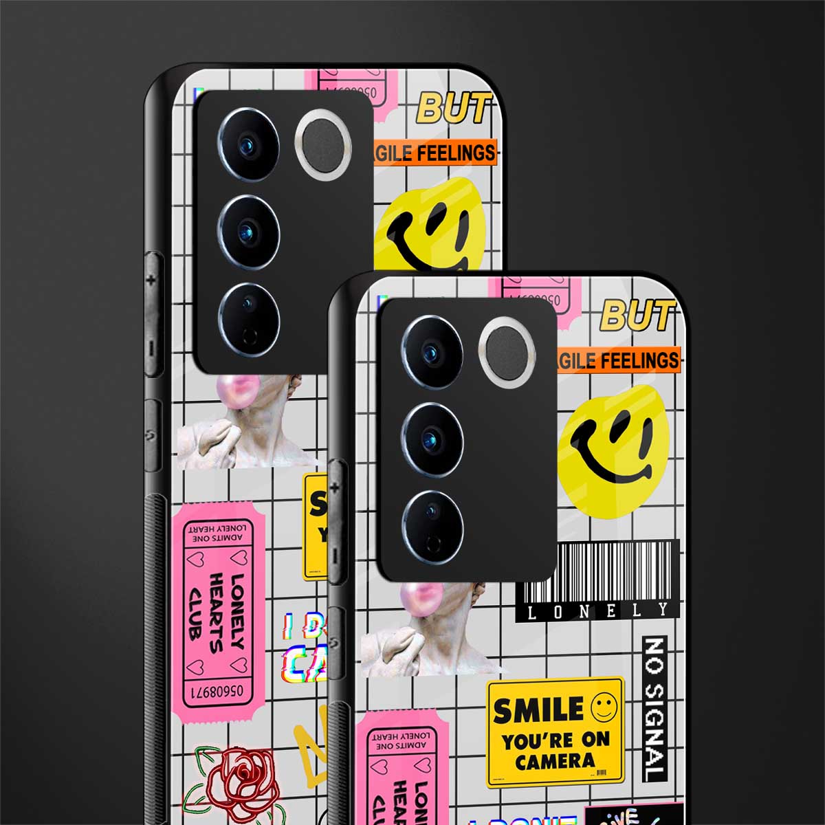 lonely hearts club white back phone cover | glass case for vivo v27 pro 5g