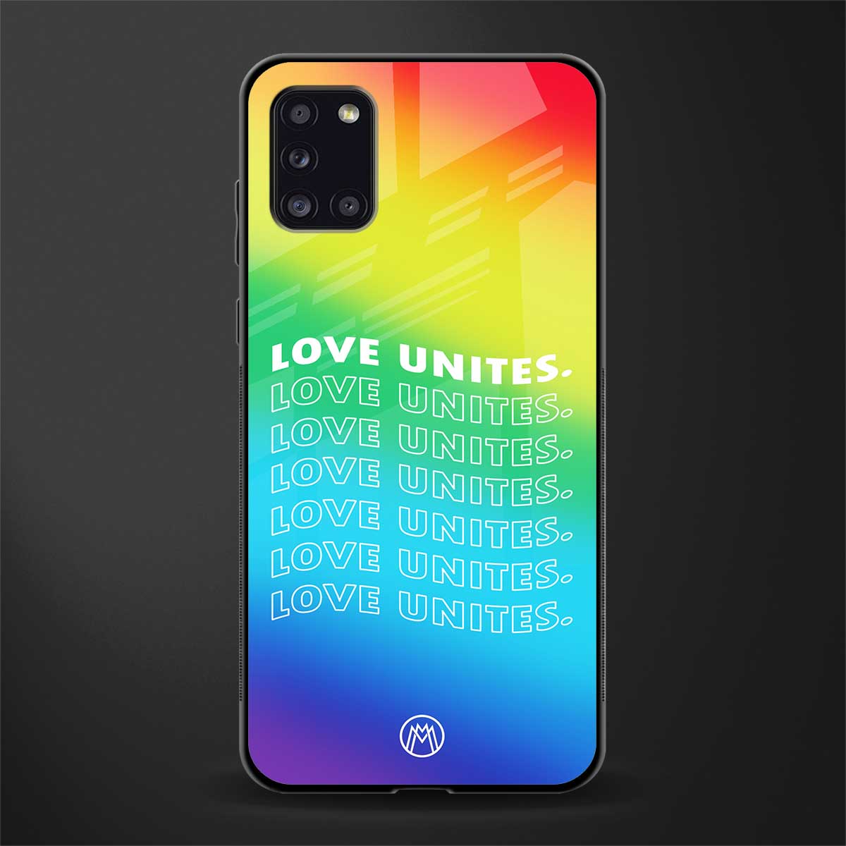 love unites glass case for samsung galaxy a31 image