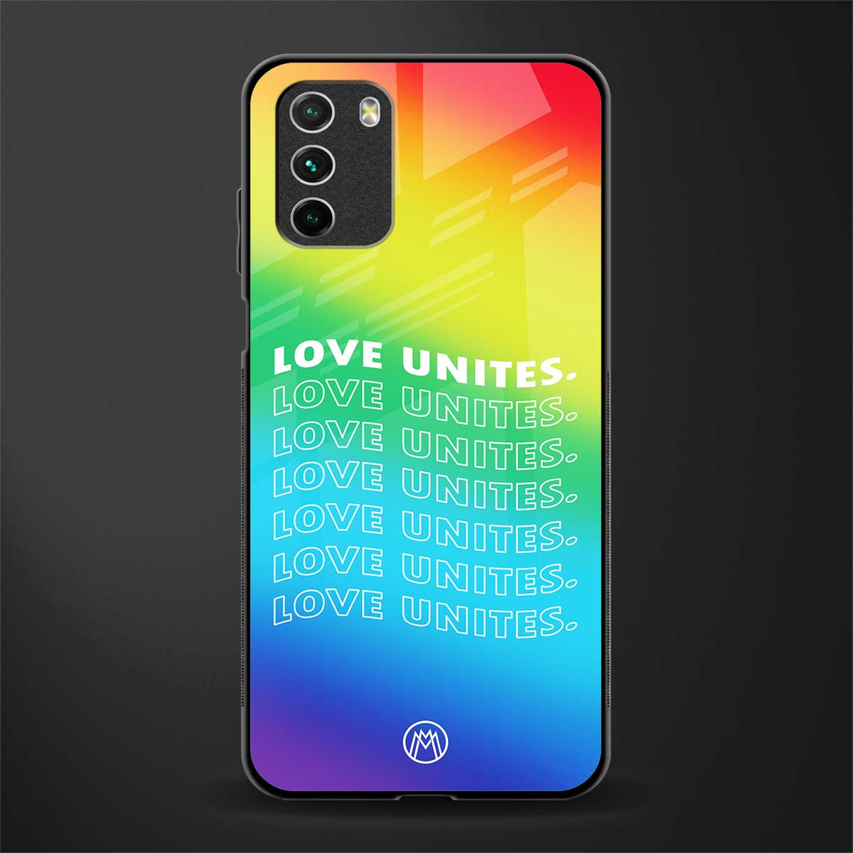 love unites glass case for poco m3 image