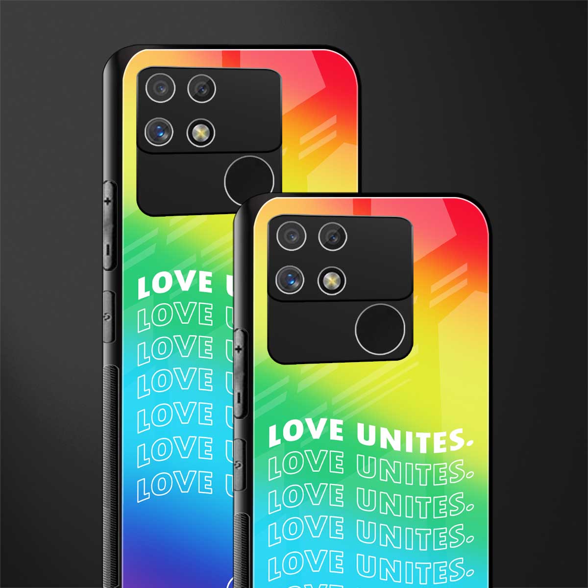 love unites back phone cover | glass case for realme narzo 50a