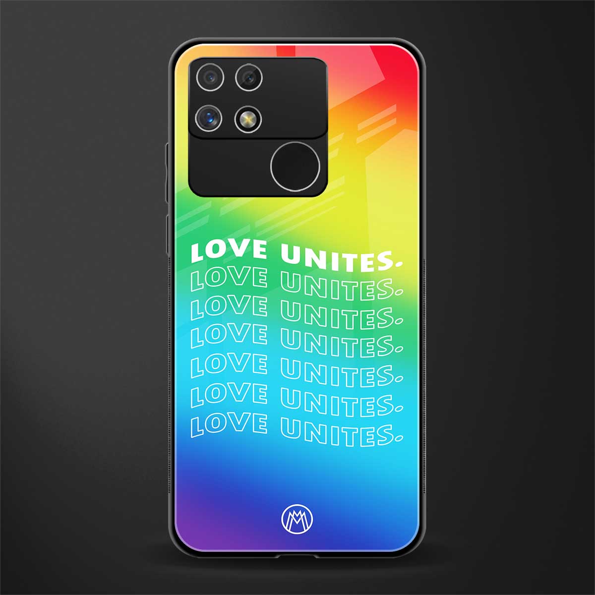 love unites back phone cover | glass case for realme narzo 50a