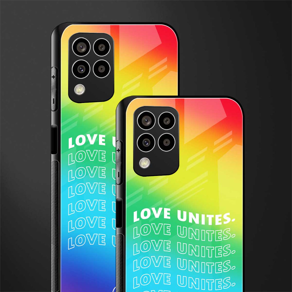 love unites back phone cover | glass case for samsung galaxy m33 5g