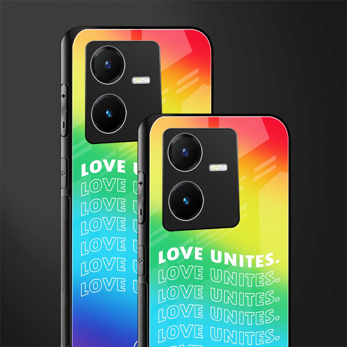 love unites back phone cover | glass case for vivo y22