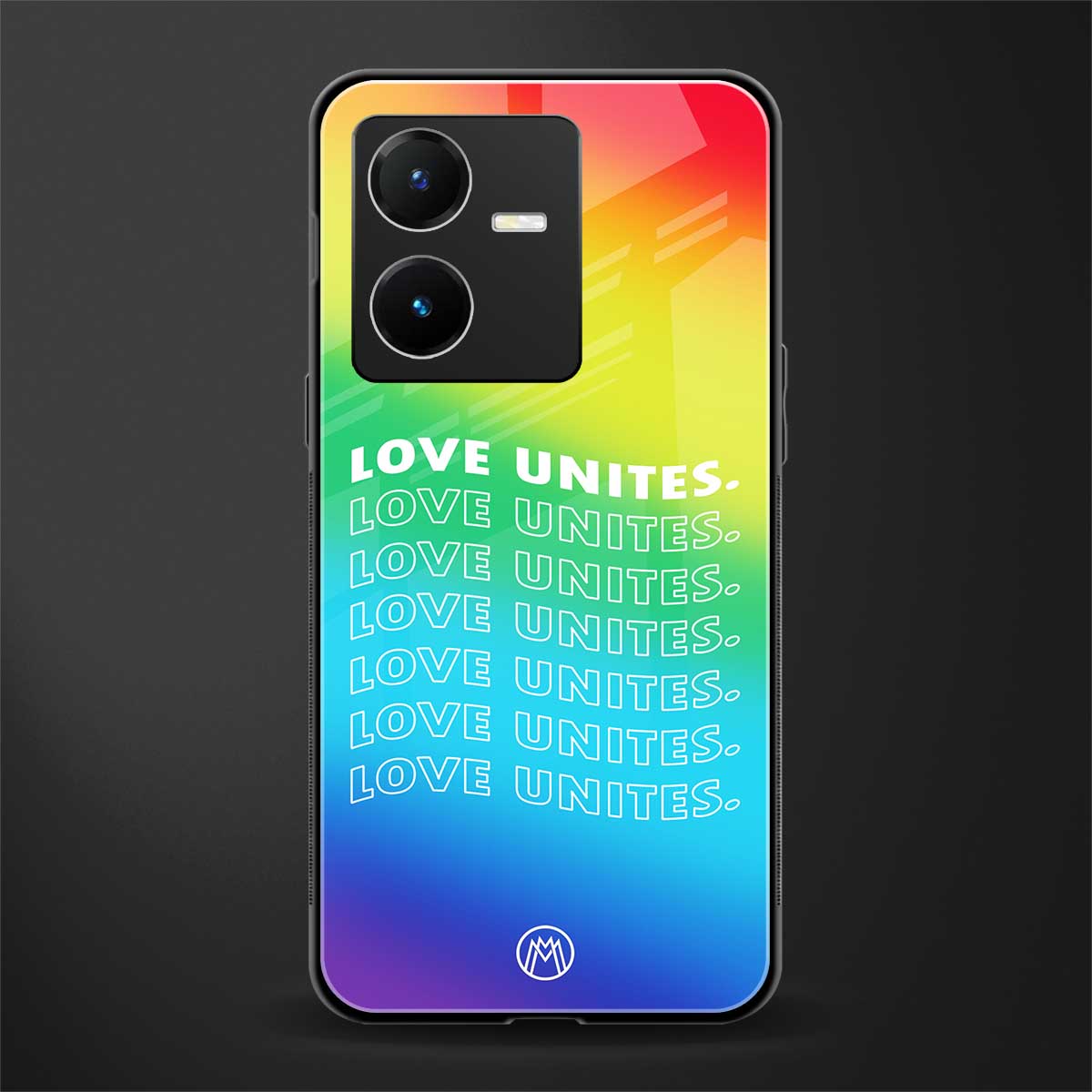 love unites back phone cover | glass case for vivo y22