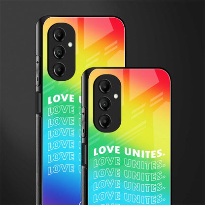 love unites back phone cover | glass case for samsung galaxy a14 5g