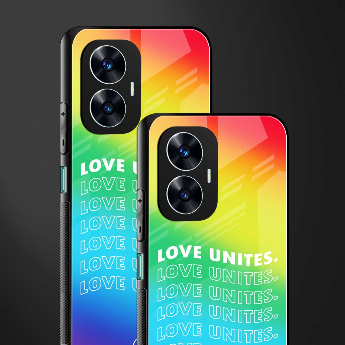 love unites back phone cover | glass case for realme c55