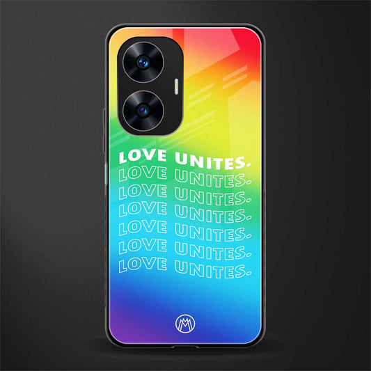 love unites back phone cover | glass case for realme c55