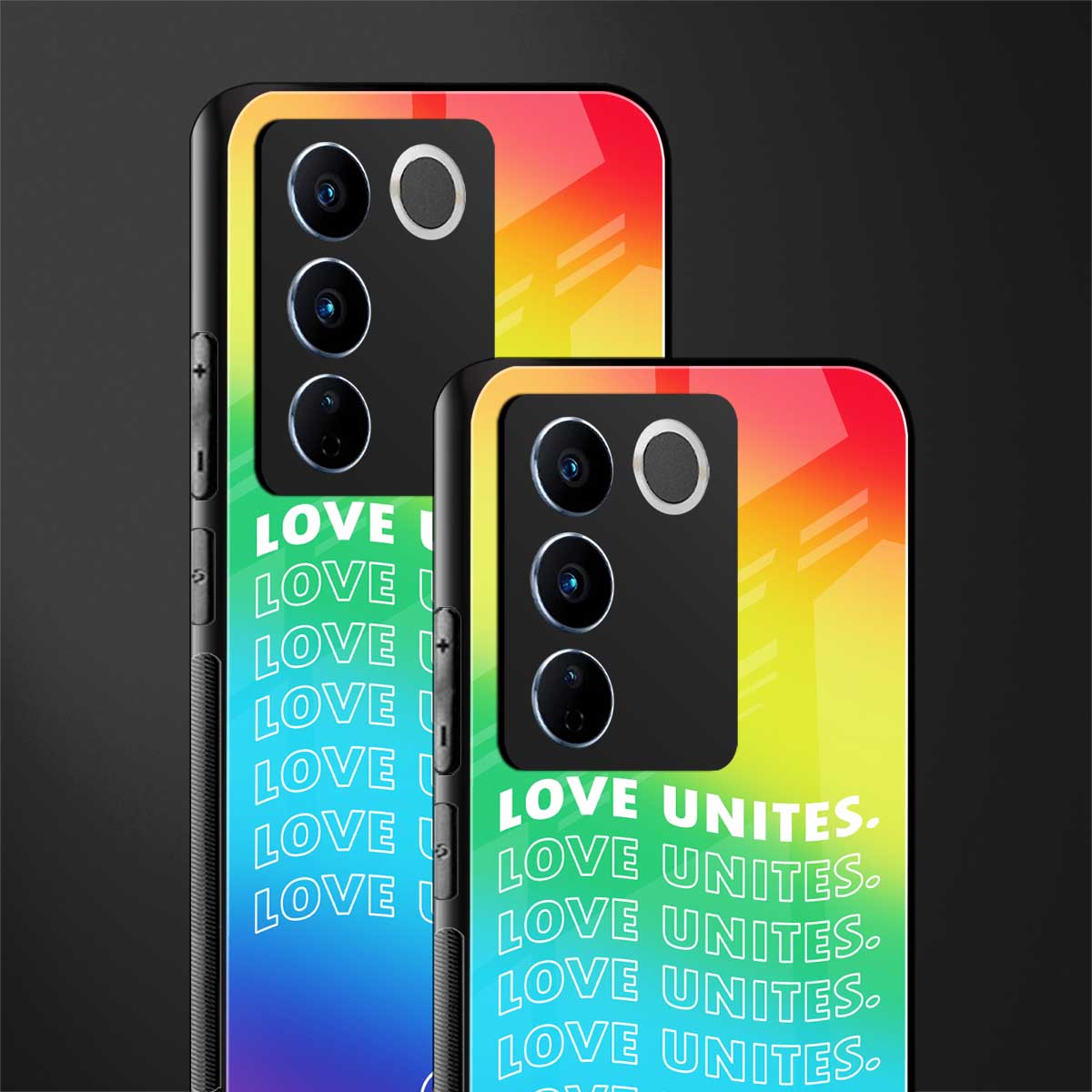 love unites back phone cover | glass case for vivo v27 pro 5g