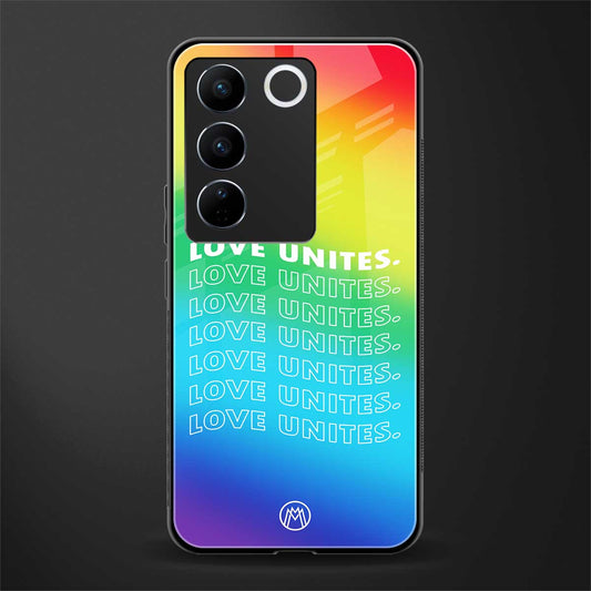 love unites back phone cover | glass case for vivo v27 pro 5g