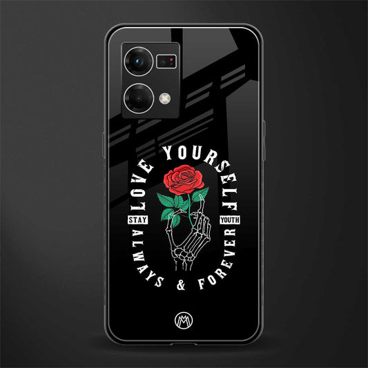 love yourself back phone cover | glass case for oppo f21 pro 4g
