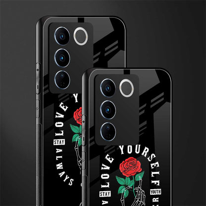 love yourself back phone cover | glass case for vivo v27 pro 5g