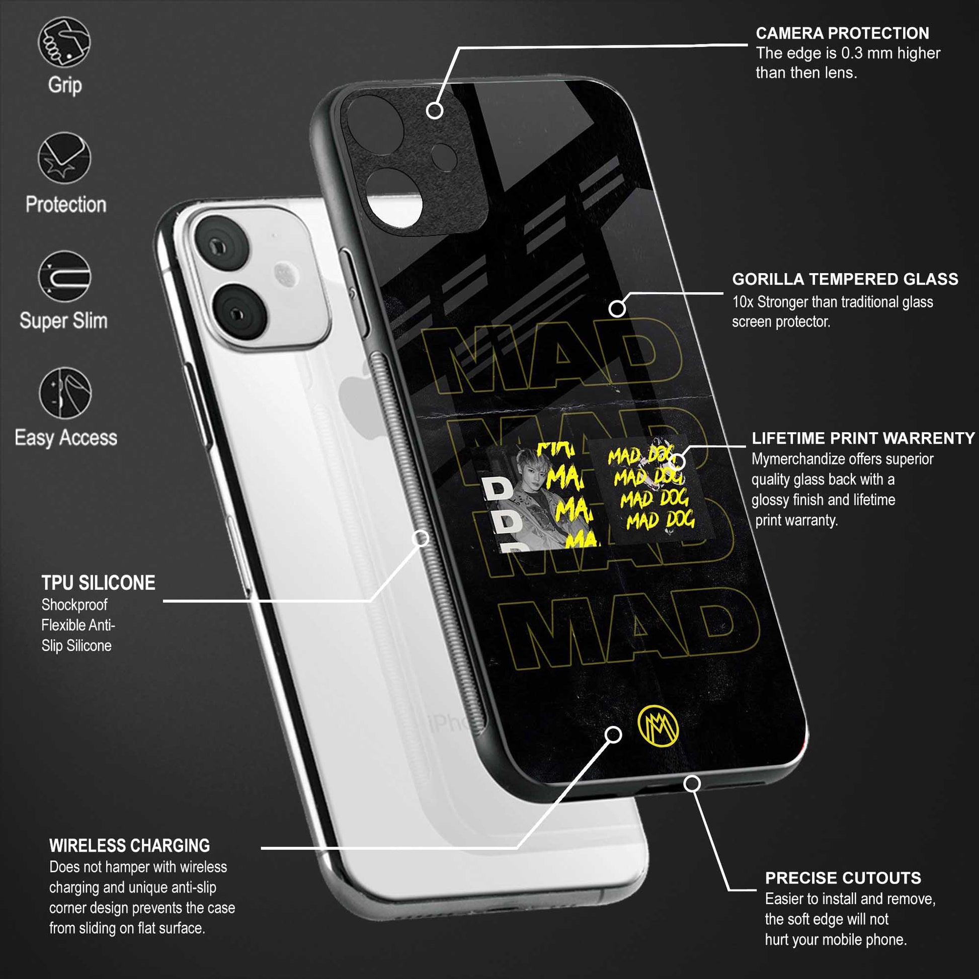 mad dog back phone cover | glass case for vivo y22