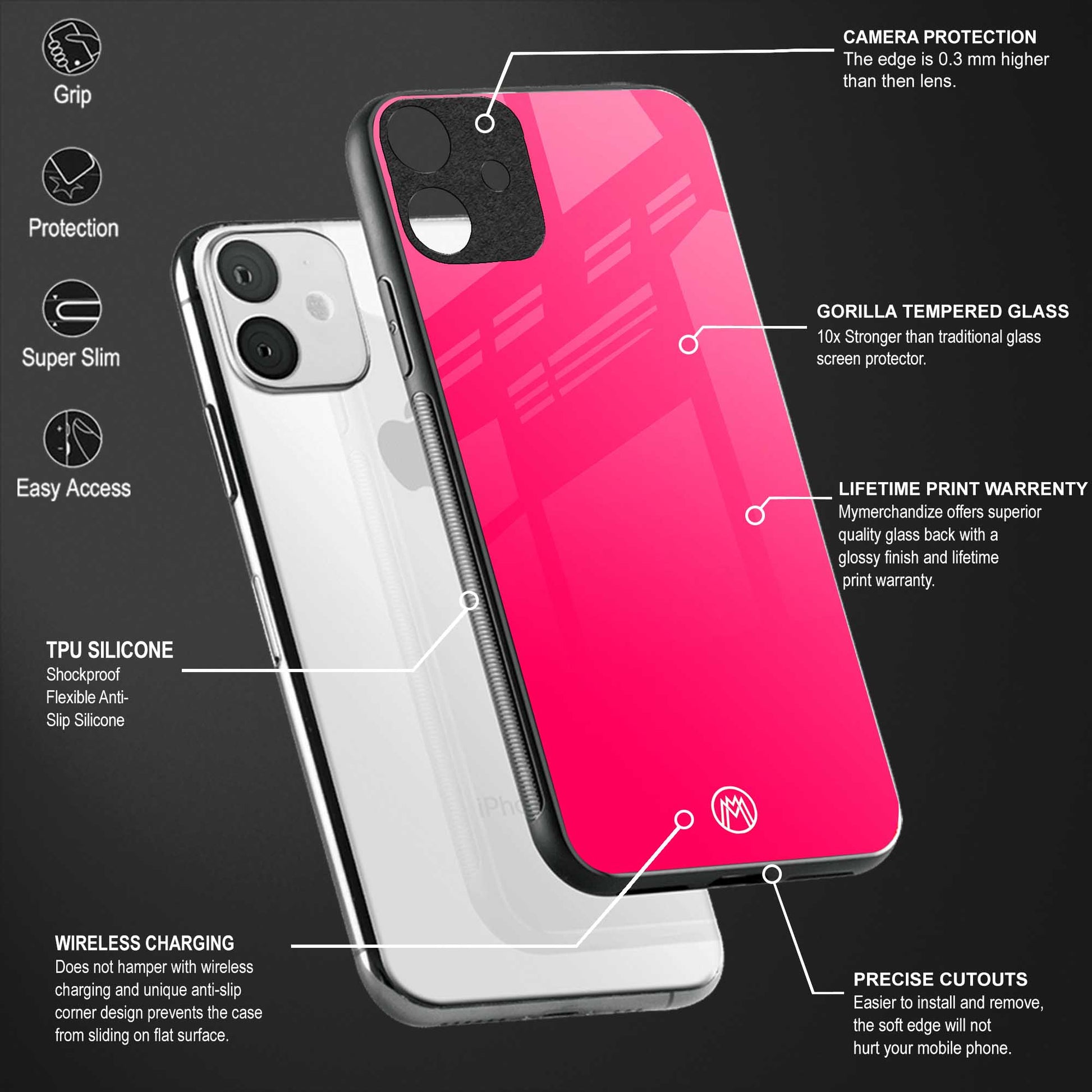 magenta paradise back phone cover | glass case for vivo y73