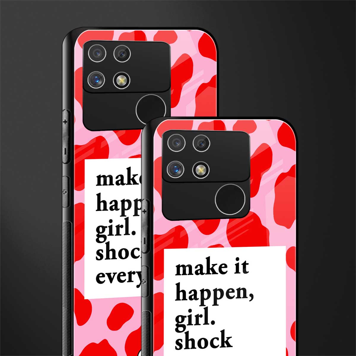 make it happen girl back phone cover | glass case for realme narzo 50a