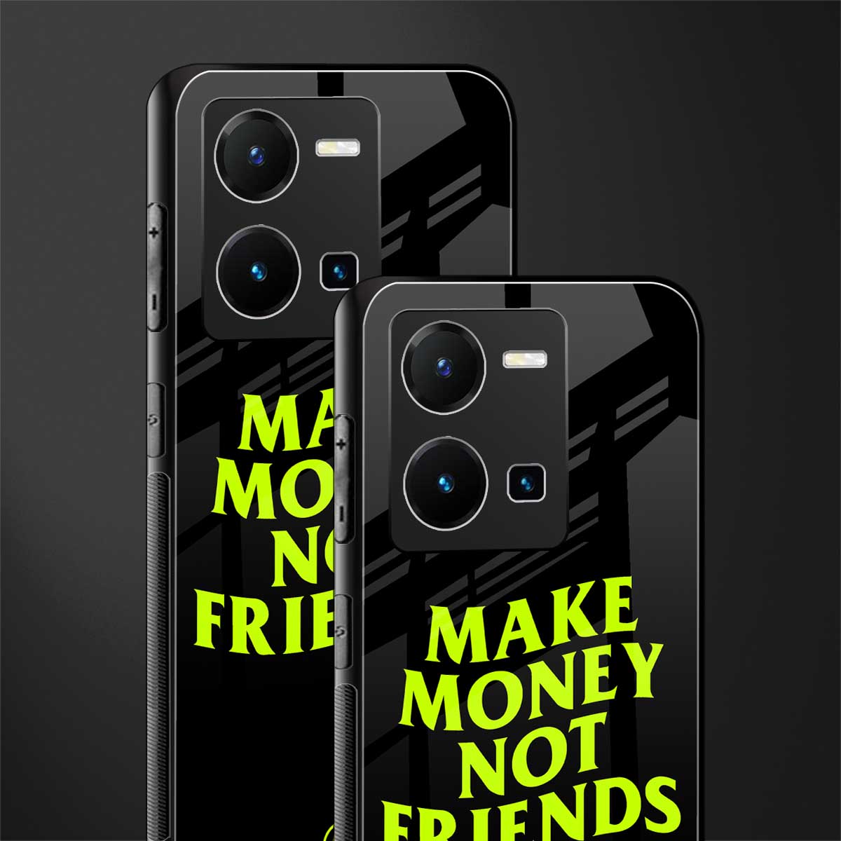 make money not friends back phone cover | glass case for vivo y35 4g