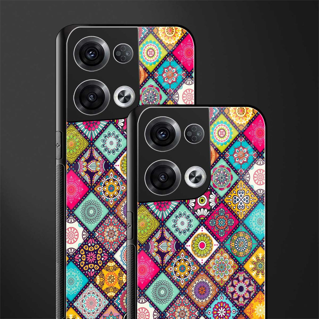 mandala art back phone cover | glass case for oppo reno 8