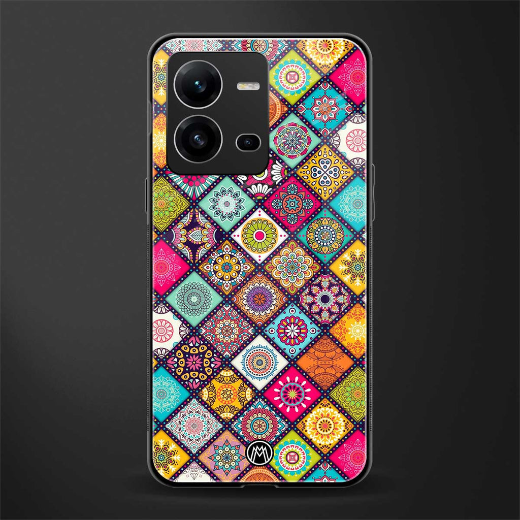 mandala art back phone cover | glass case for vivo v25-5g