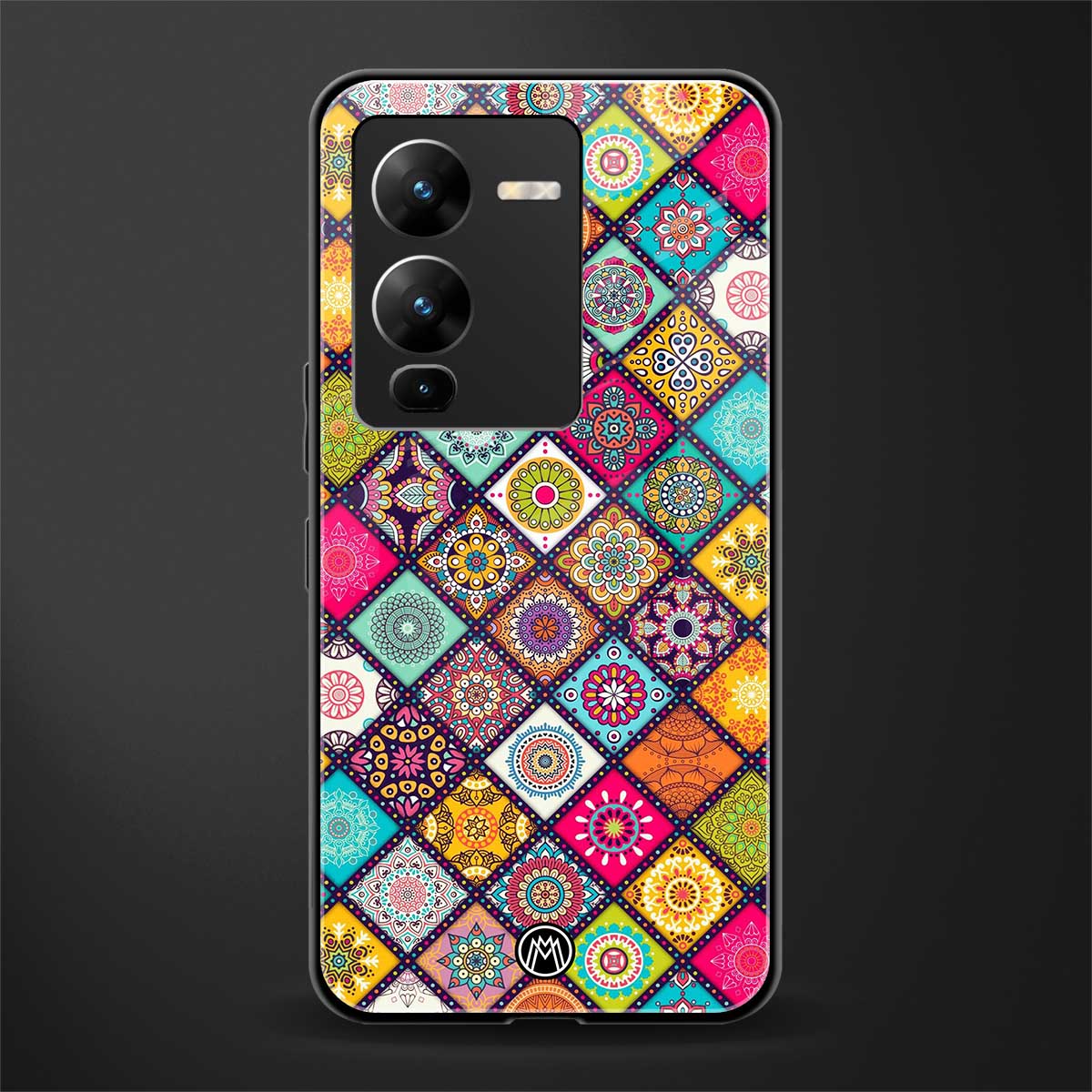 mandala art back phone cover | glass case for vivo v25 pro 5g