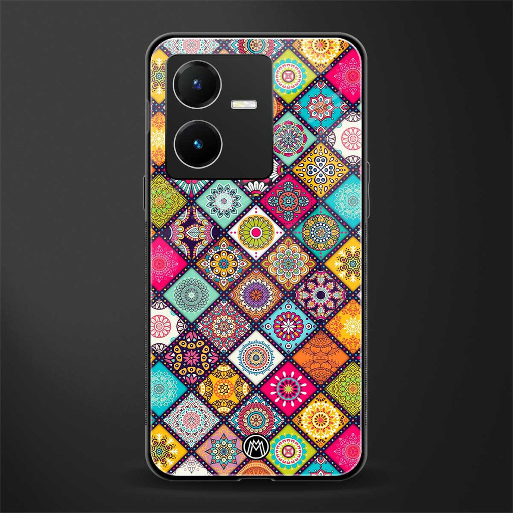 mandala art back phone cover | glass case for vivo y22