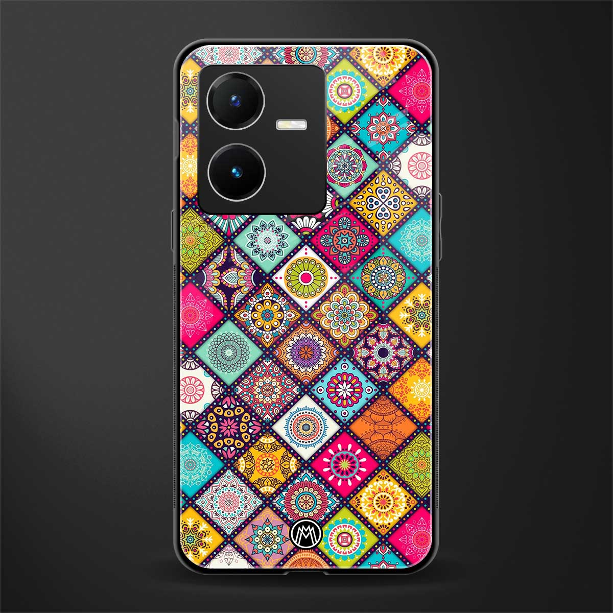 mandala art back phone cover | glass case for vivo y22