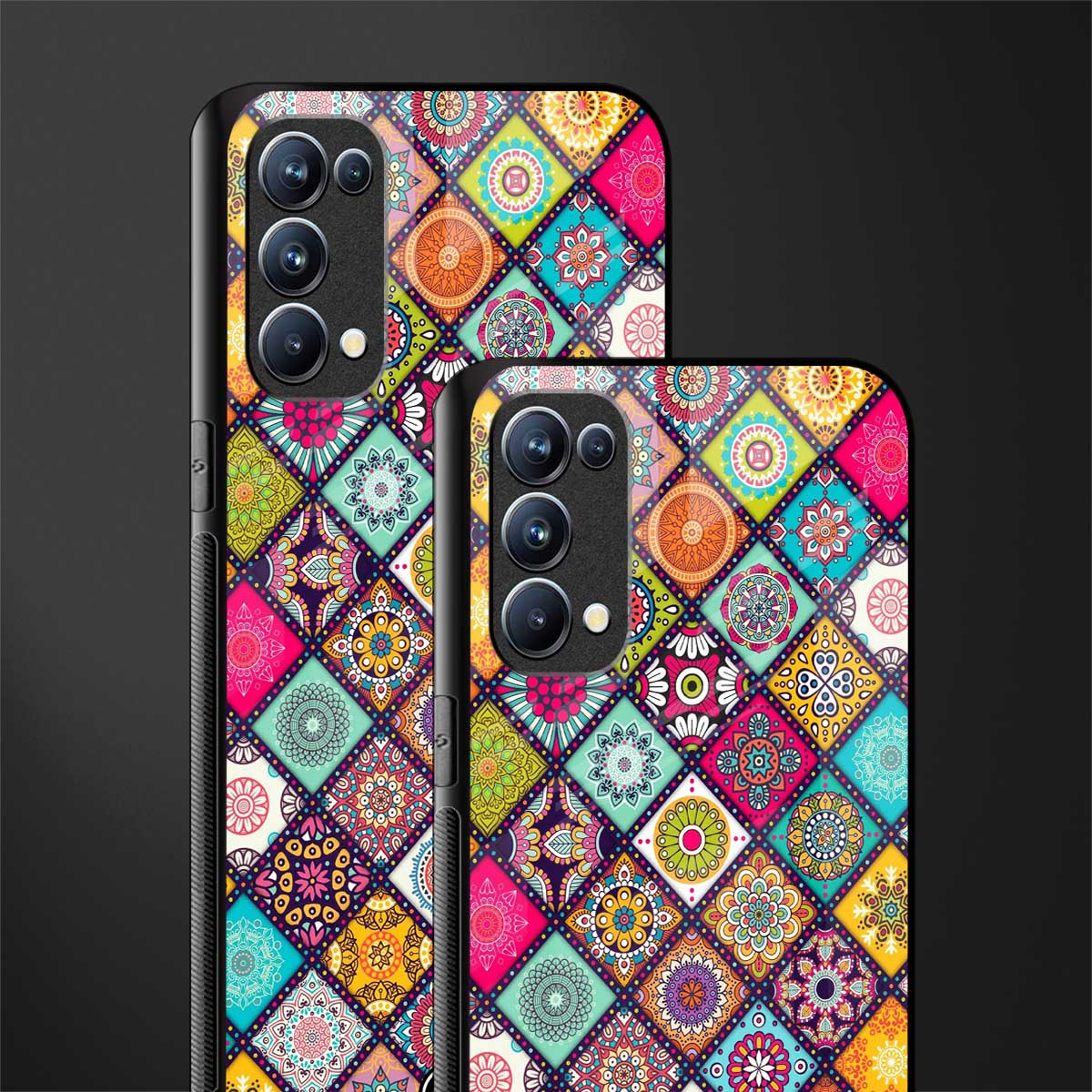 mandala art back phone cover | glass case for oppo reno 5