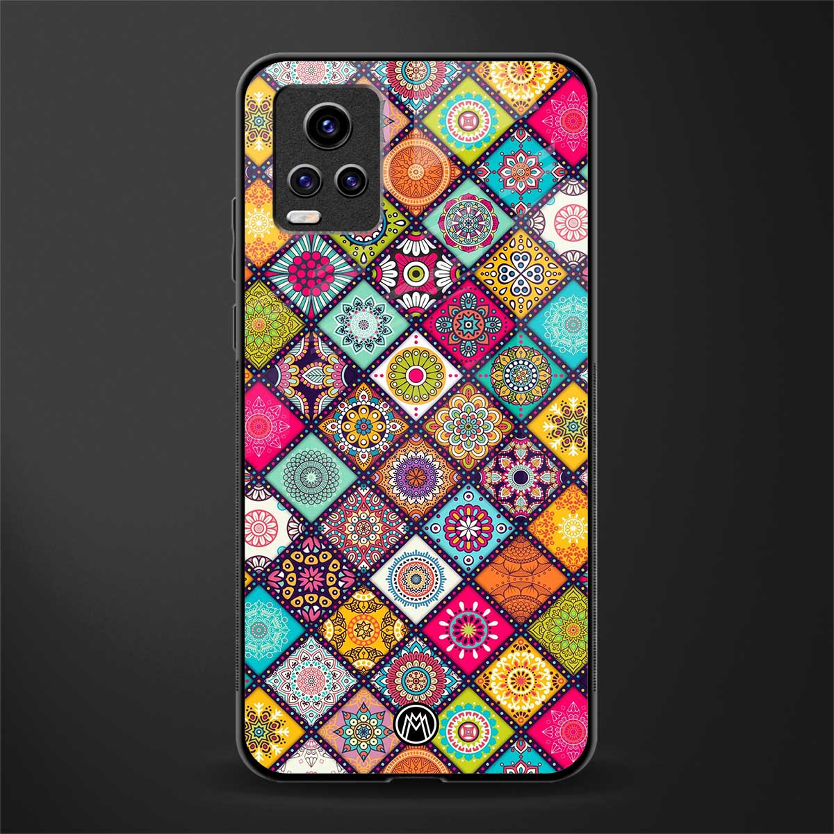 mandala art back phone cover | glass case for vivo v21e 4g