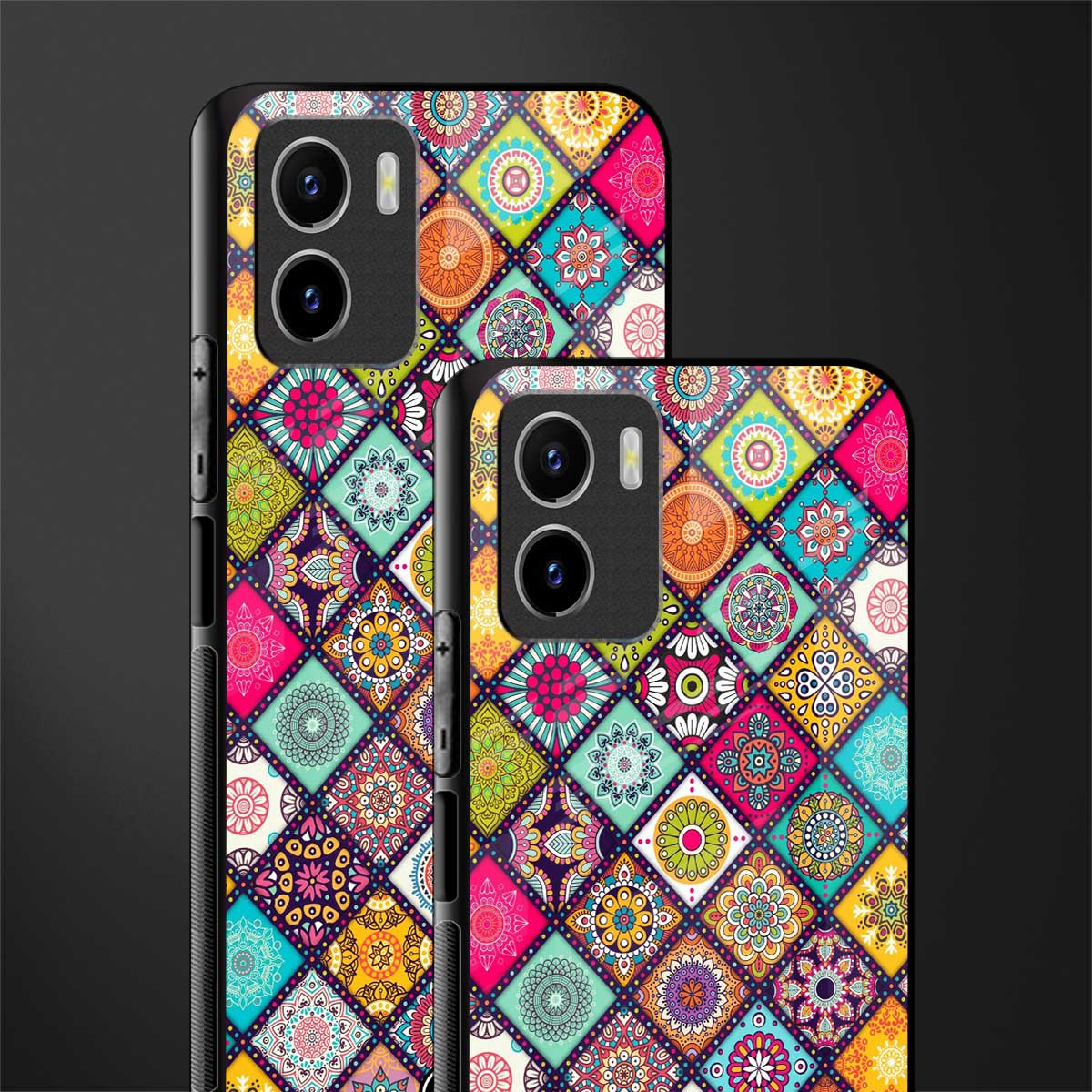 mandala art back phone cover | glass case for vivo y72