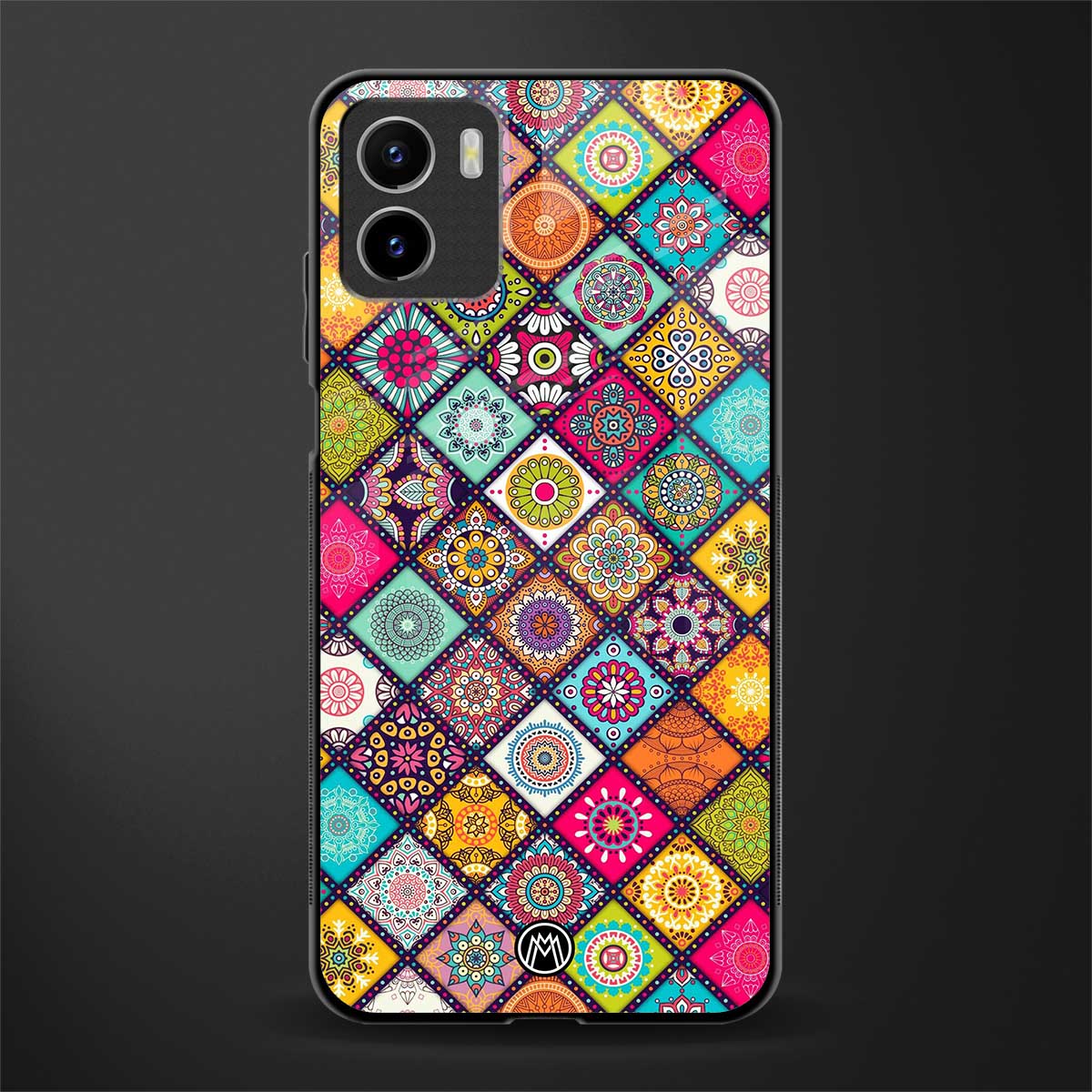 mandala art back phone cover | glass case for vivo y72