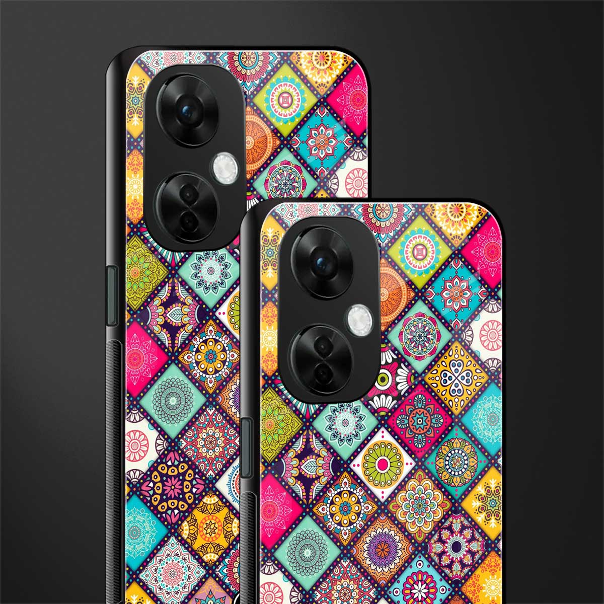 mandala art back phone cover | glass case for oneplus nord ce 3 lite