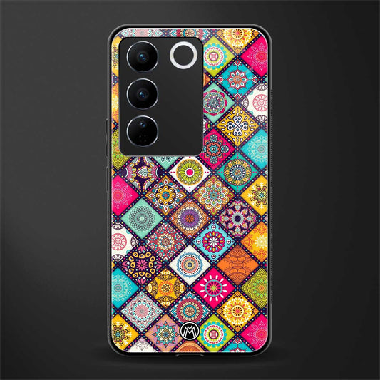 mandala art back phone cover | glass case for vivo v27 pro 5g