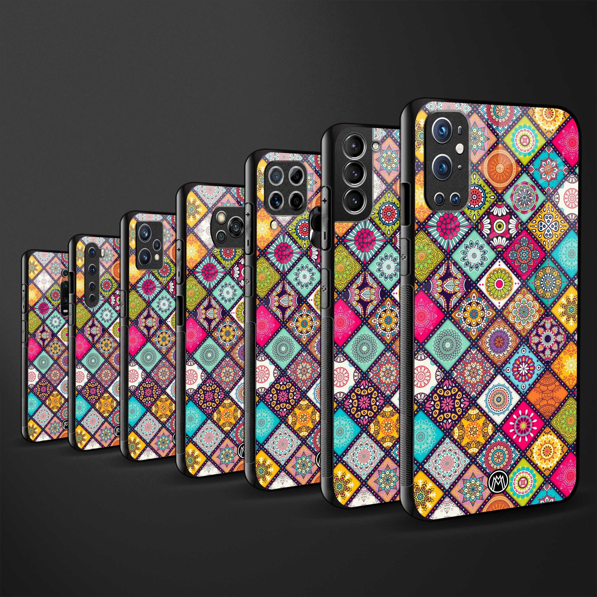 mandala art back phone cover | glass case for vivo y22