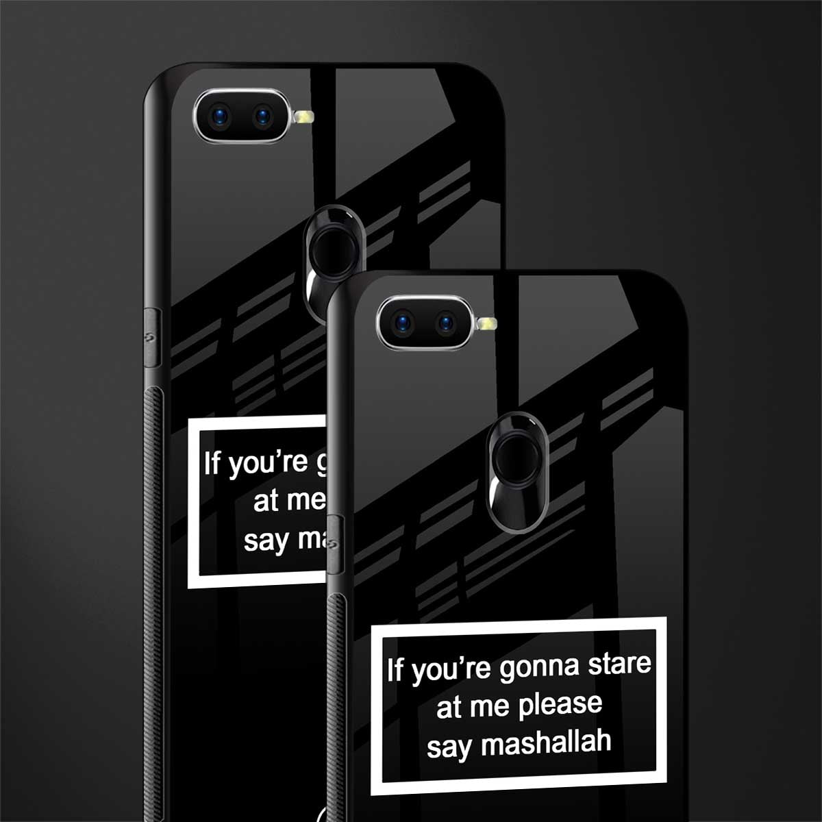 mashallah black edition glass case for oppo a7 image-2