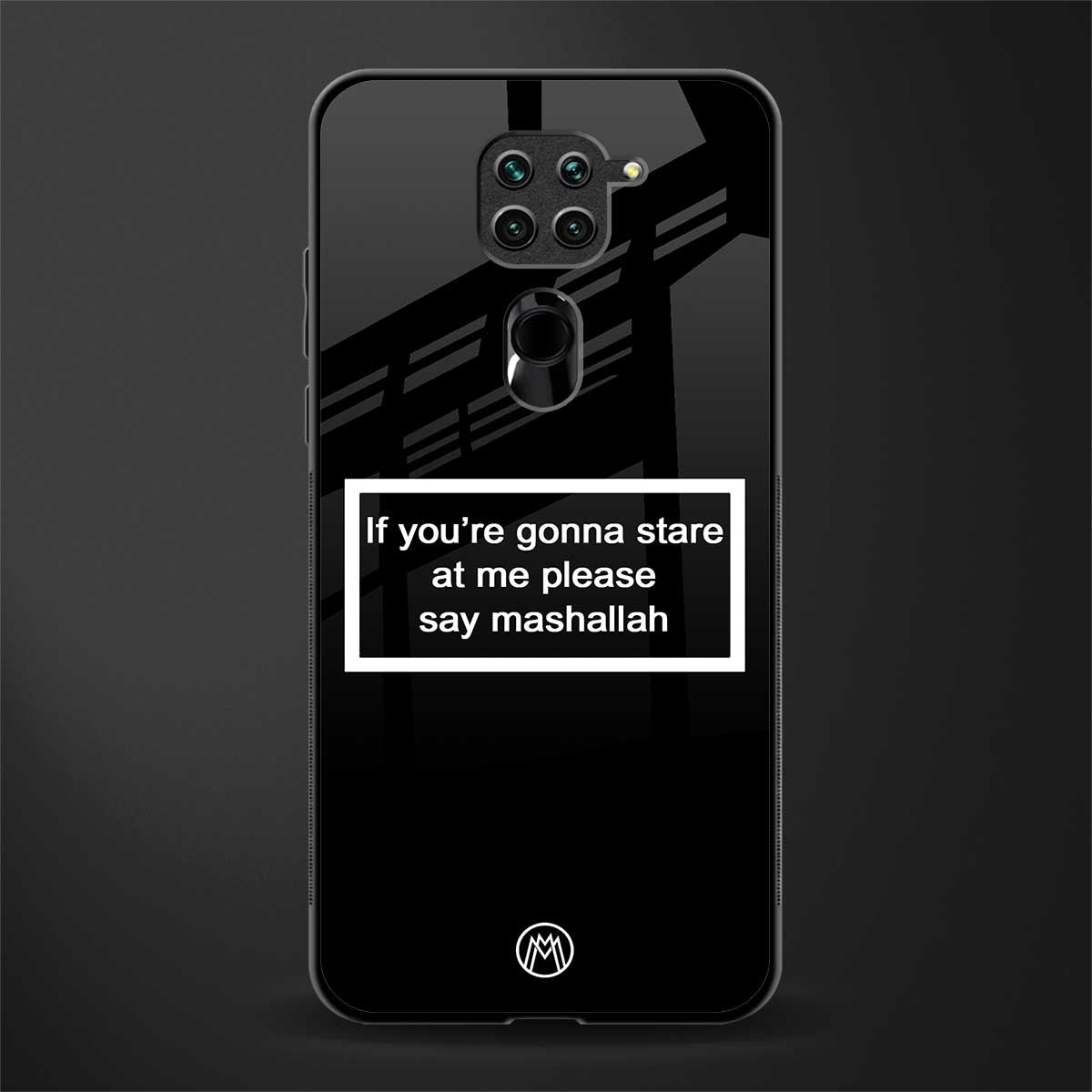 mashallah black edition glass case for redmi note 9 image