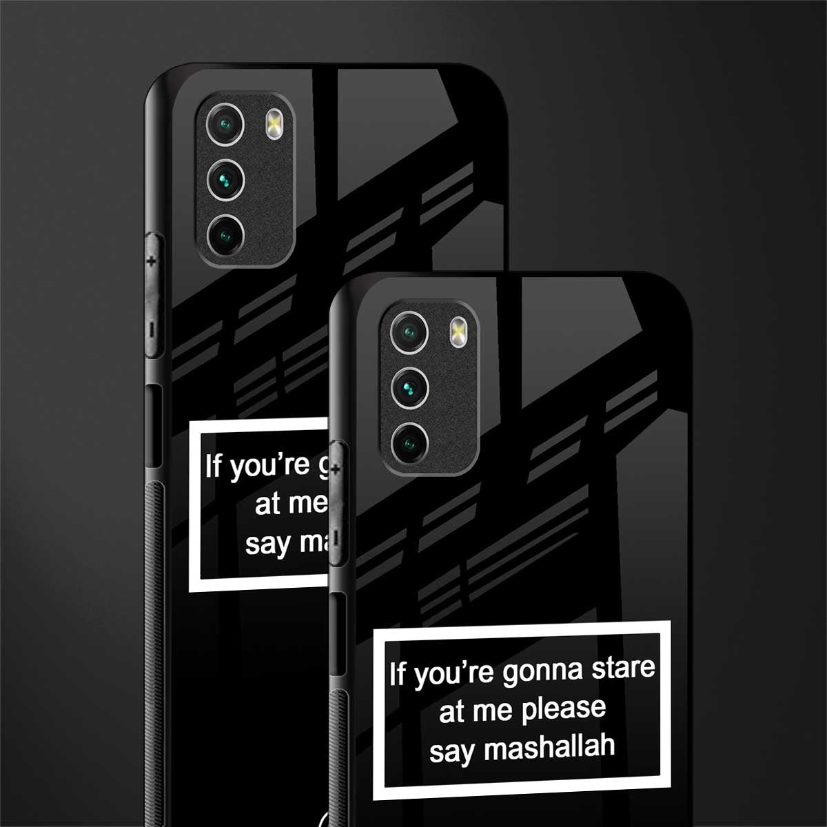 mashallah black edition glass case for poco m3 image-2