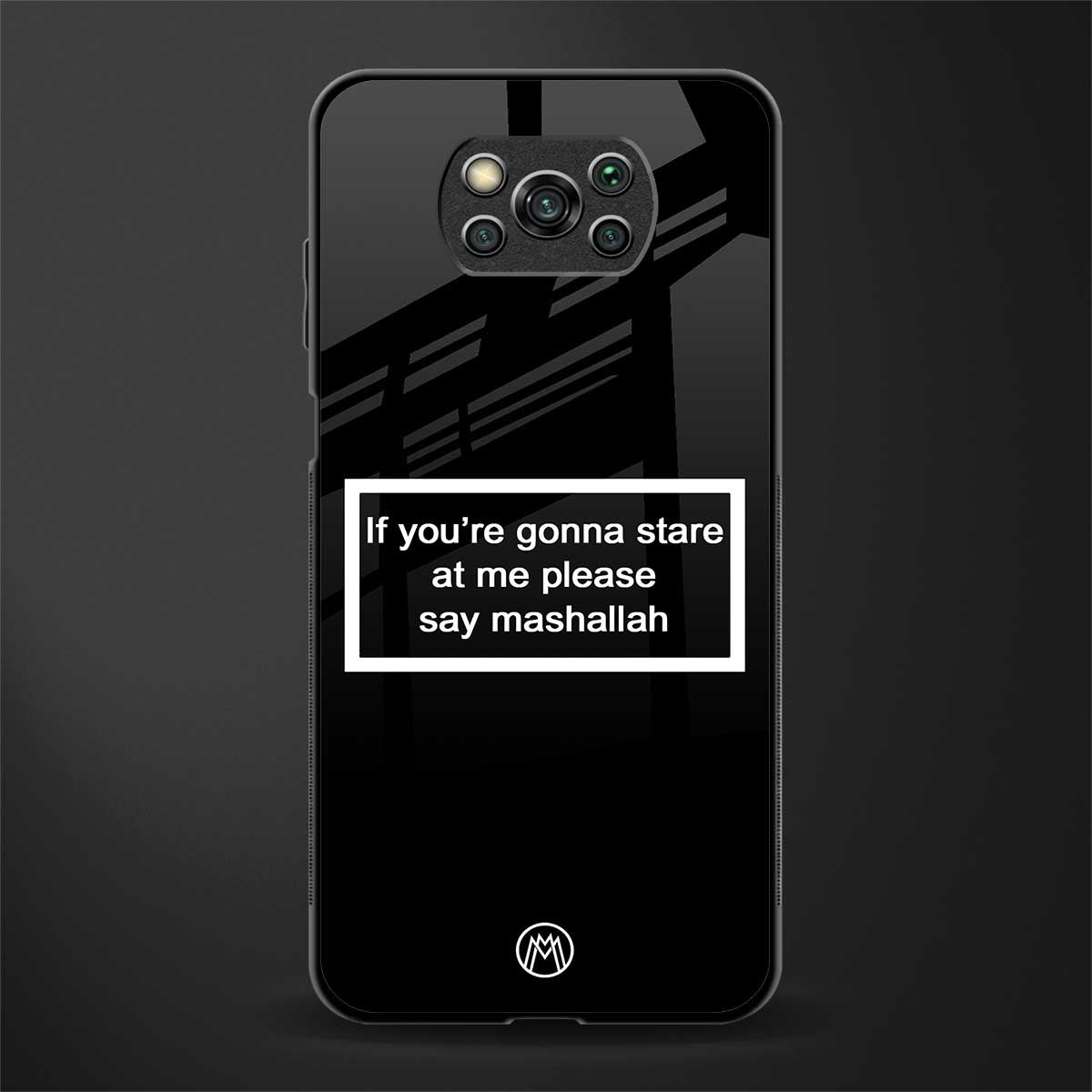 mashallah black edition glass case for poco x3 image