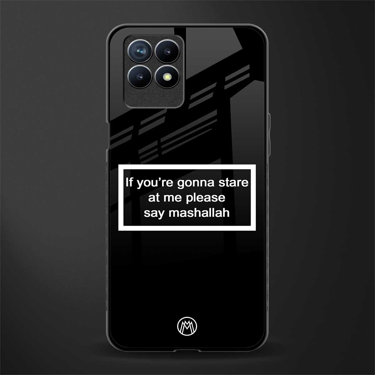 mashallah black edition glass case for realme 8i image